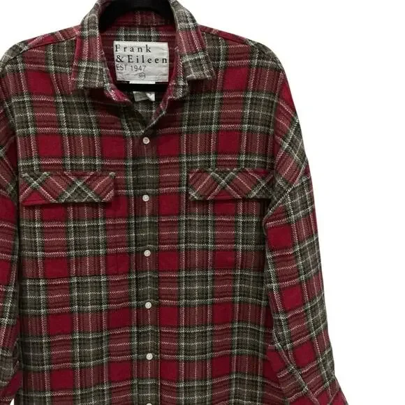 Frank & Eileen McLoghlin Utility Jacket Red Black Textured Flannel Size XS Small - Picture 7 of 14